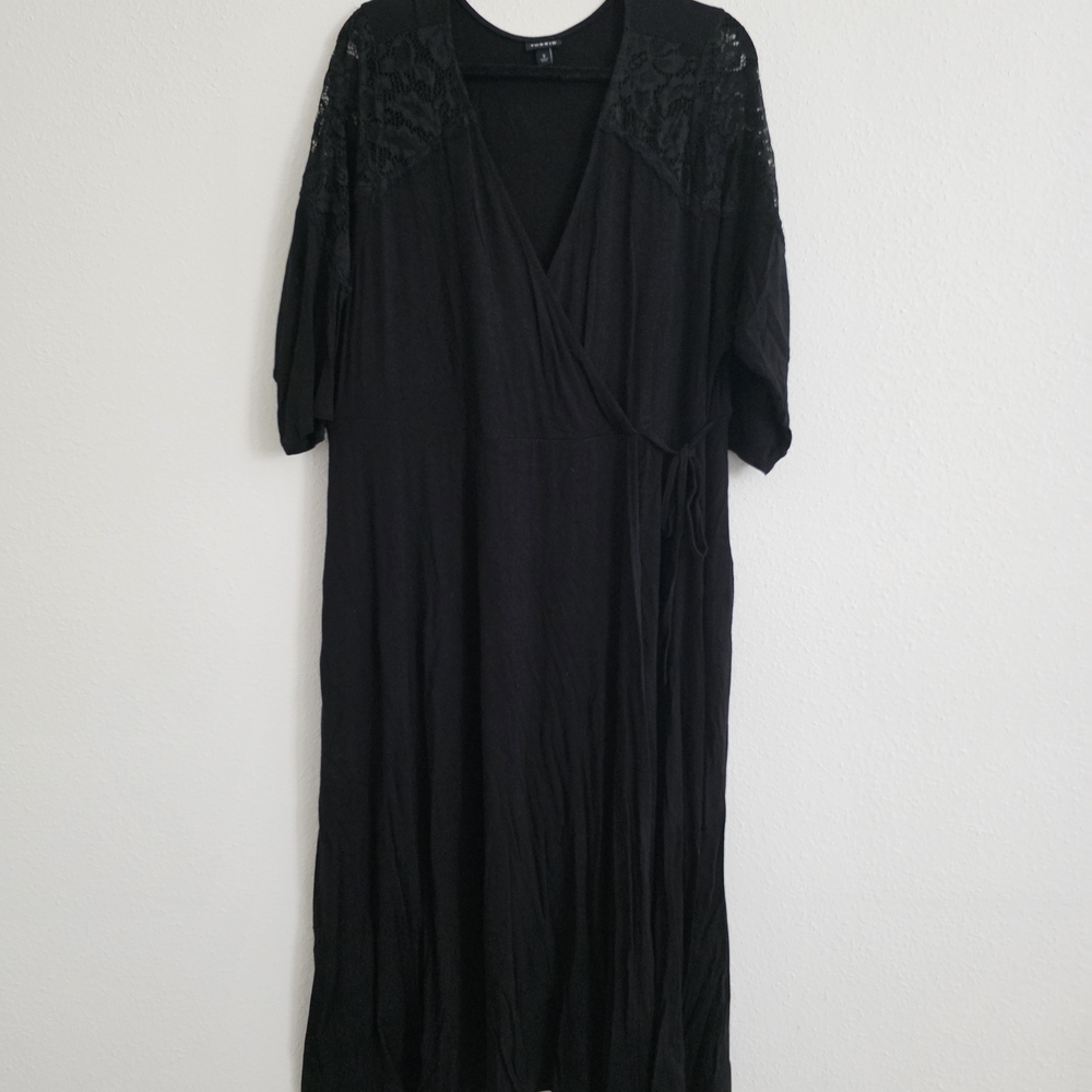 Torrid Black Lace Detail Long Sleeve Dress